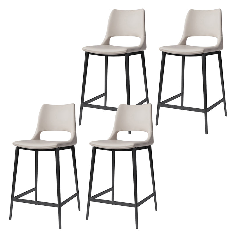 Leather Bar Stool Modern Backrest Counter Stool with Metal Legs