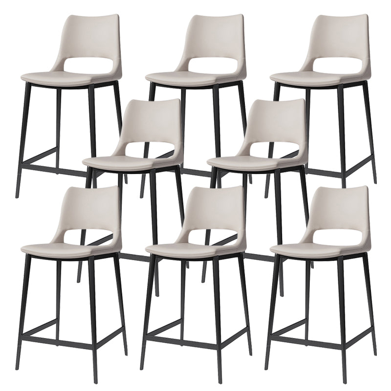 Leather Bar Stool Modern Backrest Counter Stool with Metal Legs
