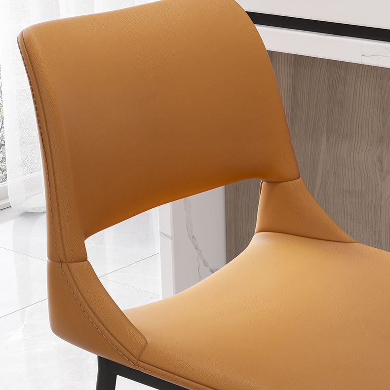Leather Bar Stool Modern Backrest Counter Stool with Metal Legs