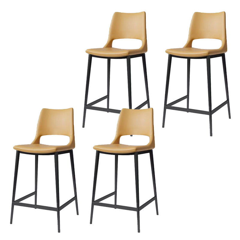 Leather Bar Stool Modern Backrest Counter Stool with Metal Legs
