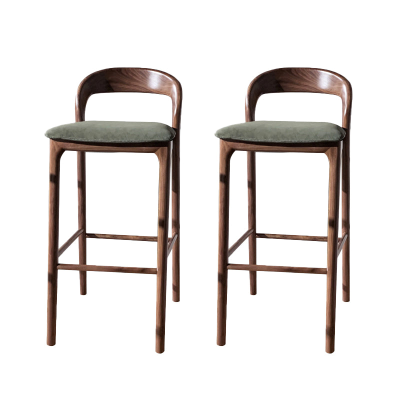 Brown Ash Wood Counter Stools Industrial Green Velvet Stools