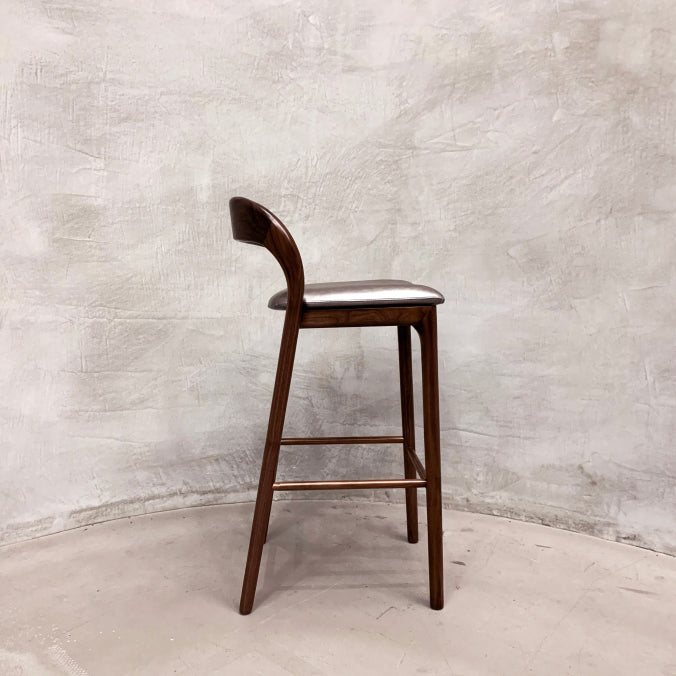 Brown Ash Wood Counter Stools Industrial Green Velvet Stools