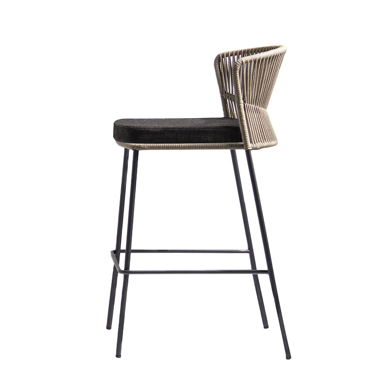 Industrial Bar Stool Upholstered Backrest Counter Stool for Dining Room