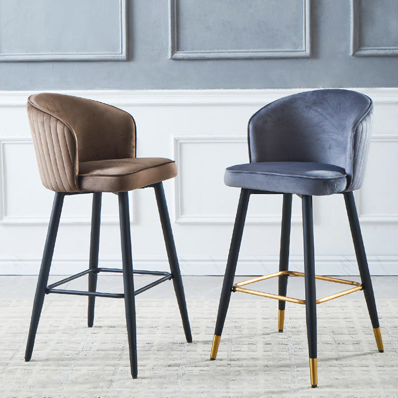 Glam Velvet Bar Stool Backrest Counter Stool for Bristol with Metal Legs