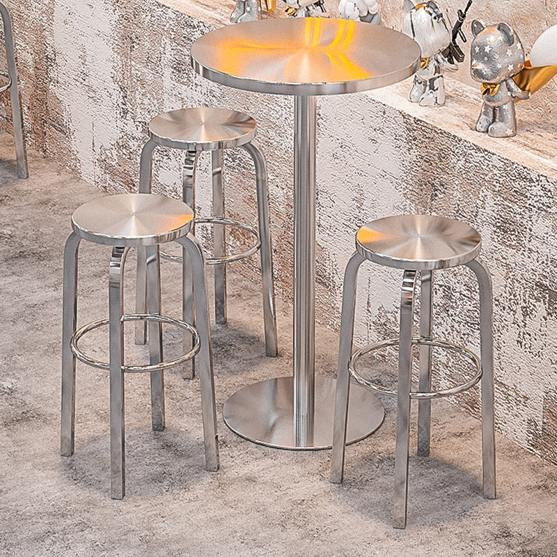 Chrome Metal Indoor Counter Stools Industrial Stainless Steel Stools