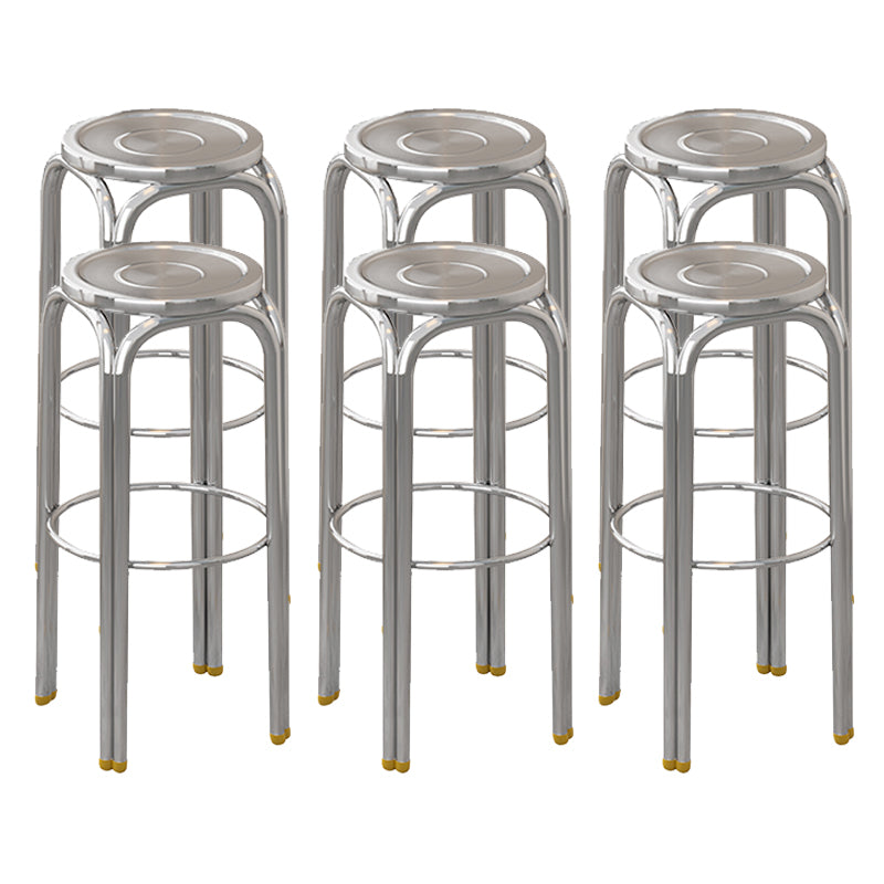 Chrome Metal Indoor Counter Stools Industrial Stainless Steel Stools
