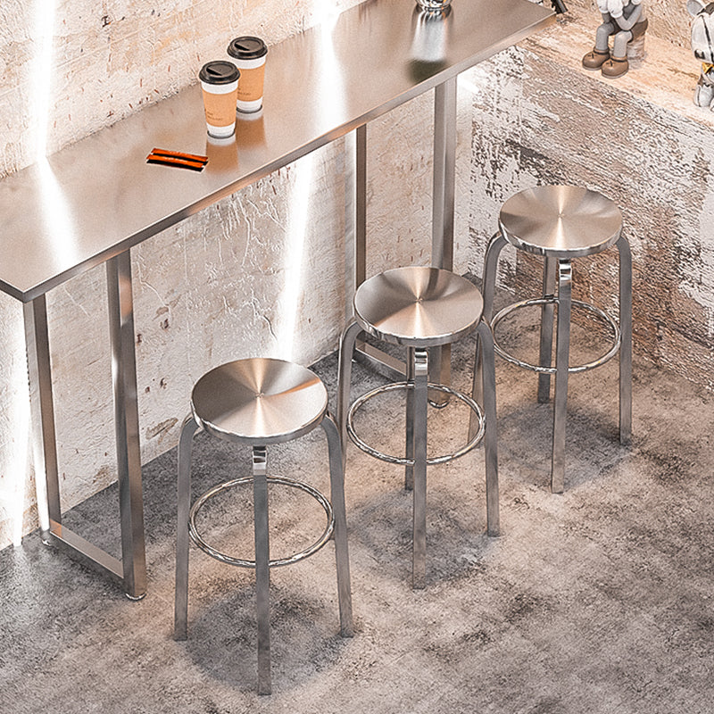 Chrome Metal Indoor Counter Stools Industrial Stainless Steel Stools
