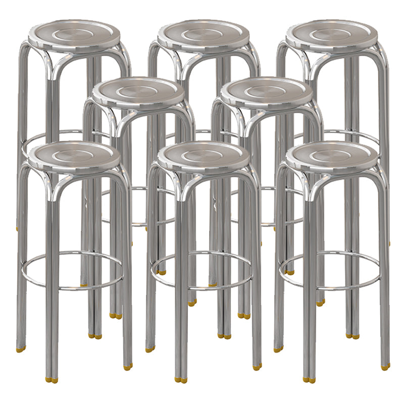 Chrome Metal Indoor Counter Stools Industrial Stainless Steel Stools