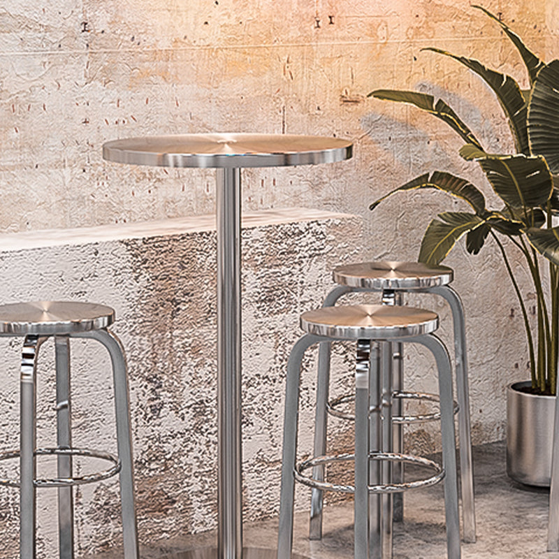 Chrome Metal Indoor Counter Stools Industrial Stainless Steel Stools