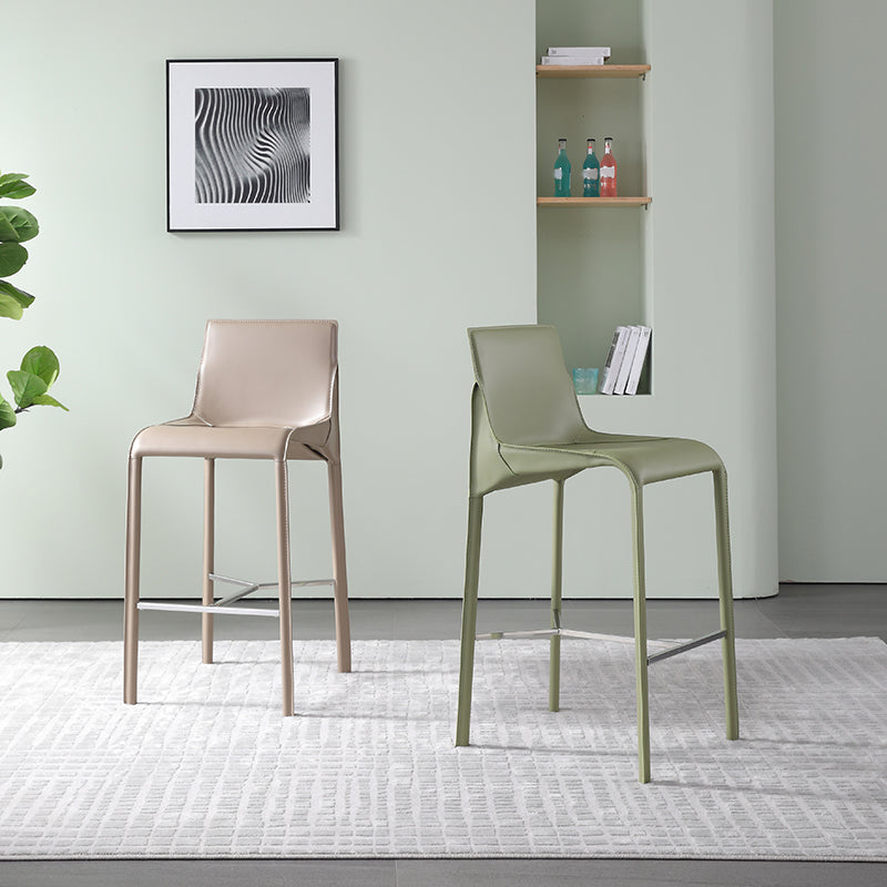Modern Bar Stool Backrest Leather Counter Stool for Bristol with Metal Legs