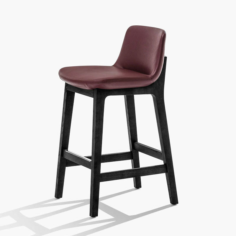 Leather Bar Stool Backrest Counter Stool for Bristol with Wooden Legs