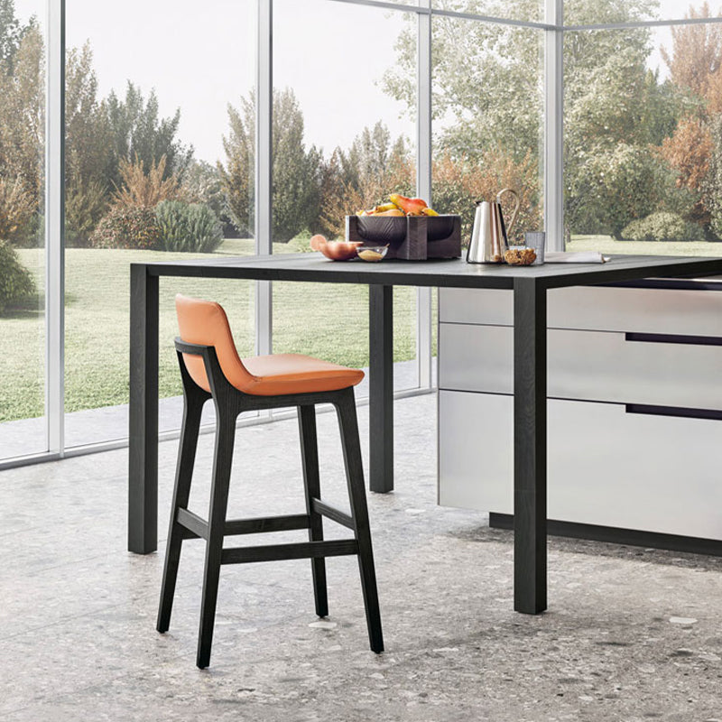 Leather Bar Stool Backrest Counter Stool for Bristol with Wooden Legs