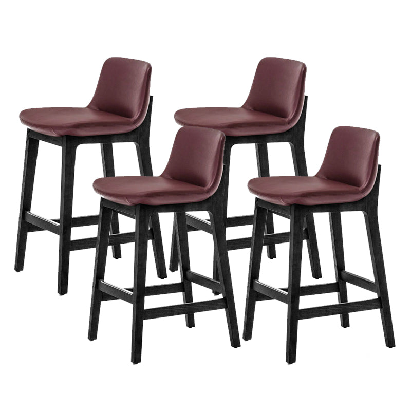 Leather Bar Stool Backrest Counter Stool for Bristol with Wooden Legs