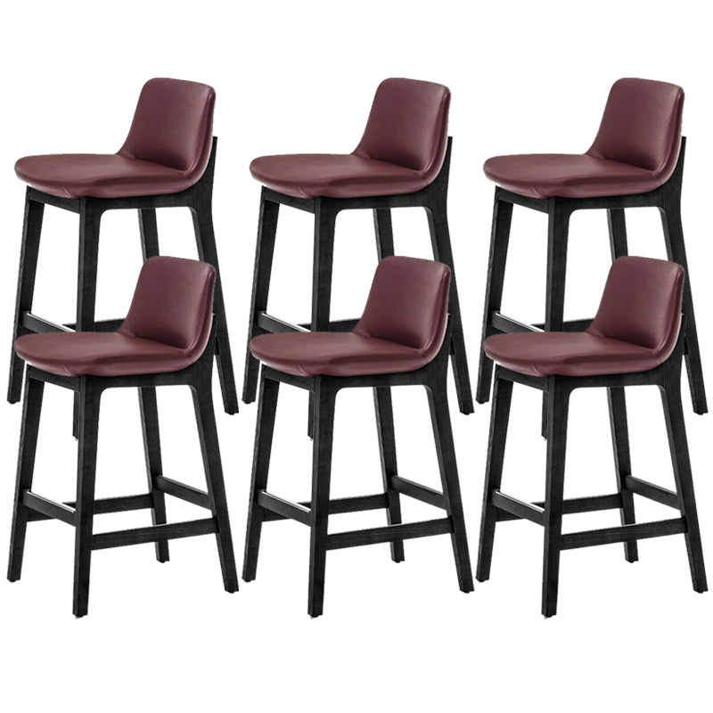 Leather Bar Stool Backrest Counter Stool for Bristol with Wooden Legs