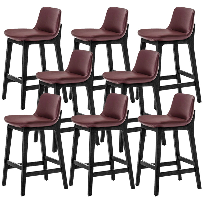Leather Bar Stool Backrest Counter Stool for Bristol with Wooden Legs