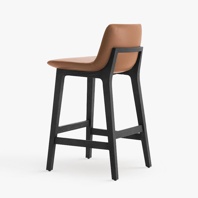 Leather Bar Stool Backrest Counter Stool for Bristol with Wooden Legs