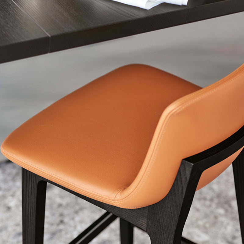 Leather Bar Stool Backrest Counter Stool for Bristol with Wooden Legs