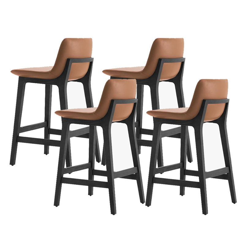 Leather Bar Stool Backrest Counter Stool for Bristol with Wooden Legs