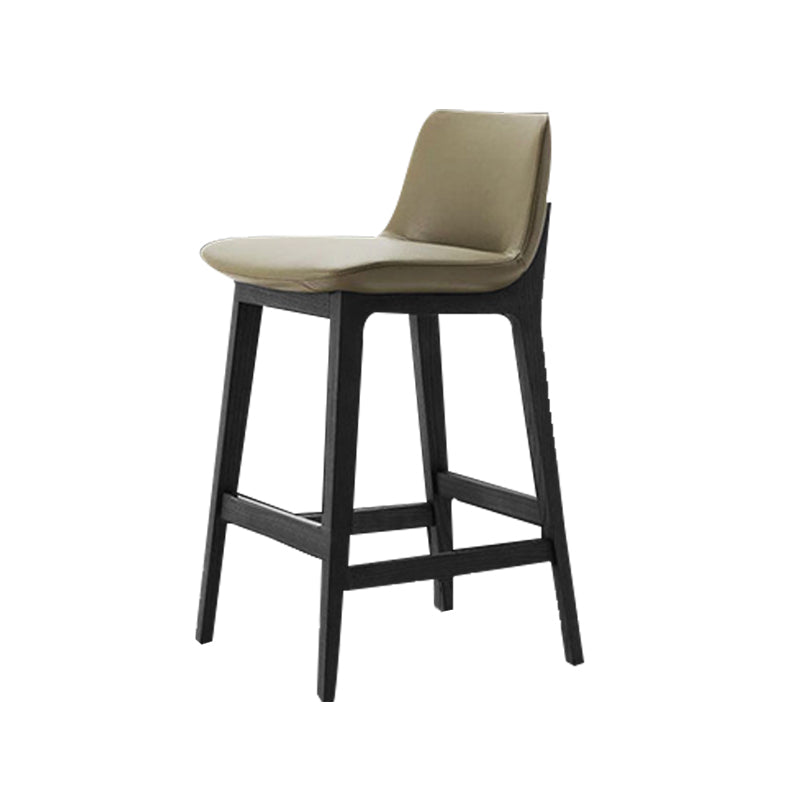 Leather Bar Stool Backrest Counter Stool for Bristol with Wooden Legs
