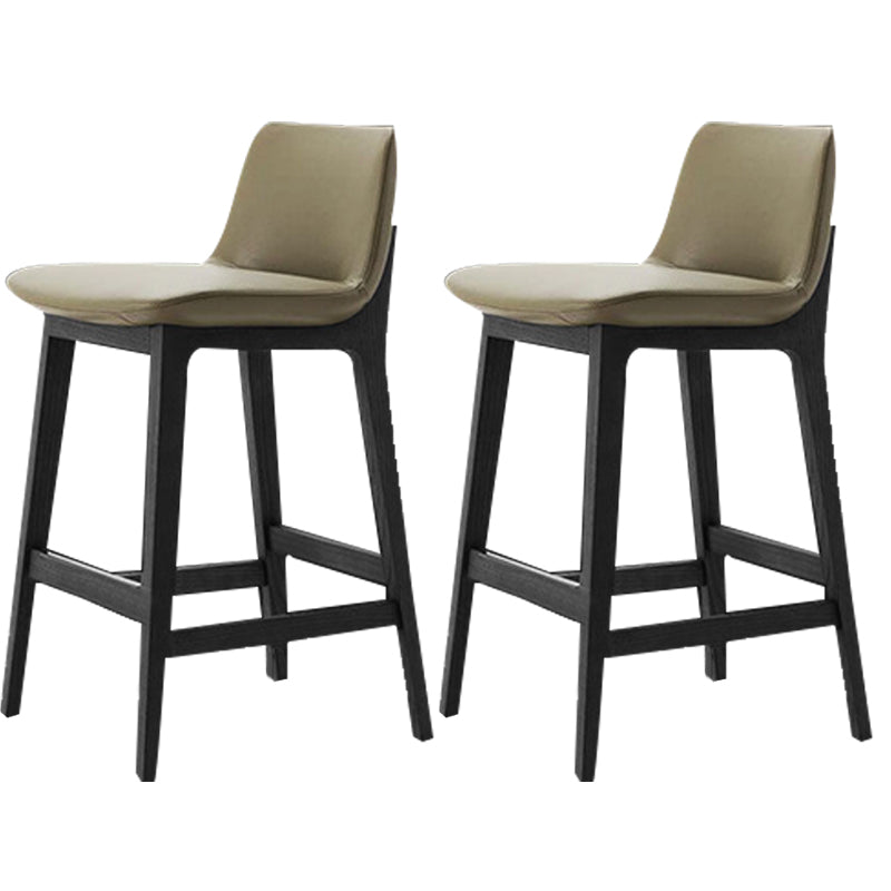 Leather Bar Stool Backrest Counter Stool for Bristol with Wooden Legs