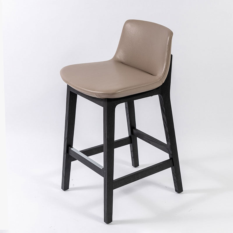Leather Bar Stool Backrest Counter Stool for Bristol with Wooden Legs