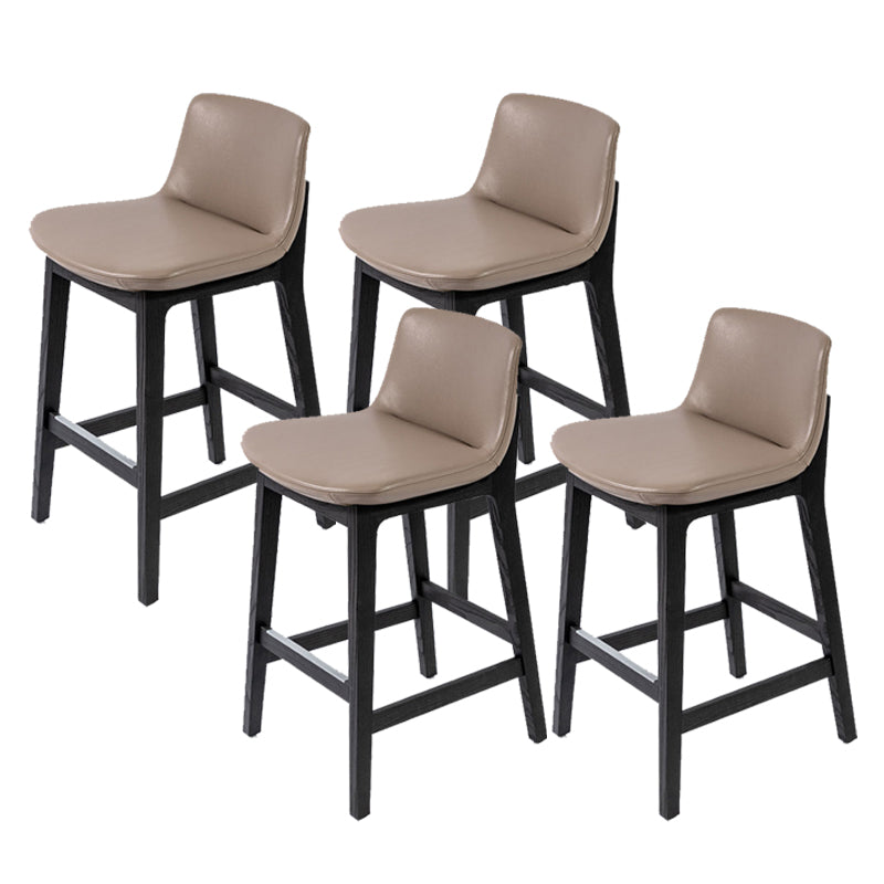 Leather Bar Stool Backrest Counter Stool for Bristol with Wooden Legs