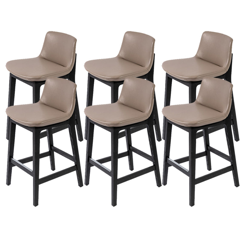 Leather Bar Stool Backrest Counter Stool for Bristol with Wooden Legs