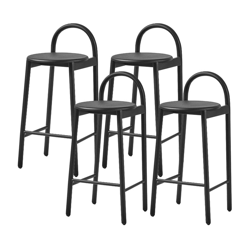 Contemporary Armless Dining Stools Solid Wood Bar Stools with Footrest