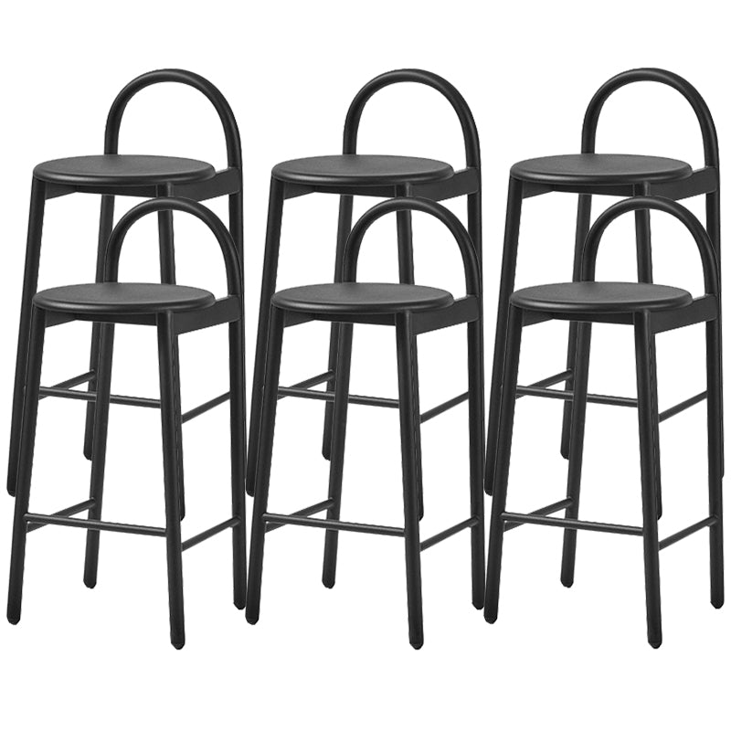 Contemporary Armless Dining Stools Solid Wood Bar Stools with Footrest