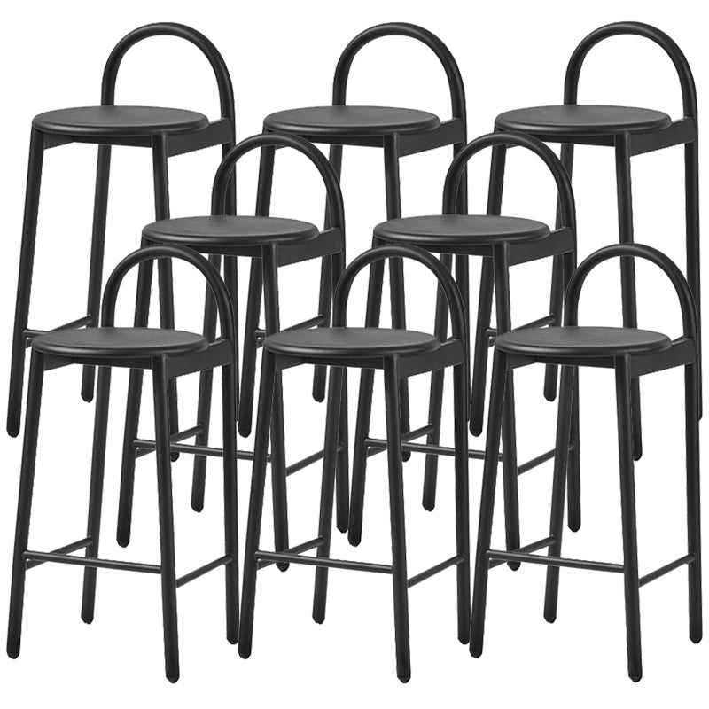 Contemporary Armless Dining Stools Solid Wood Bar Stools with Footrest