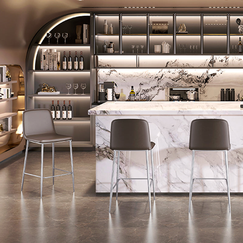 Industrial Bar Stool Leather Backrest Counter Stool for Bristol With Metal Legs