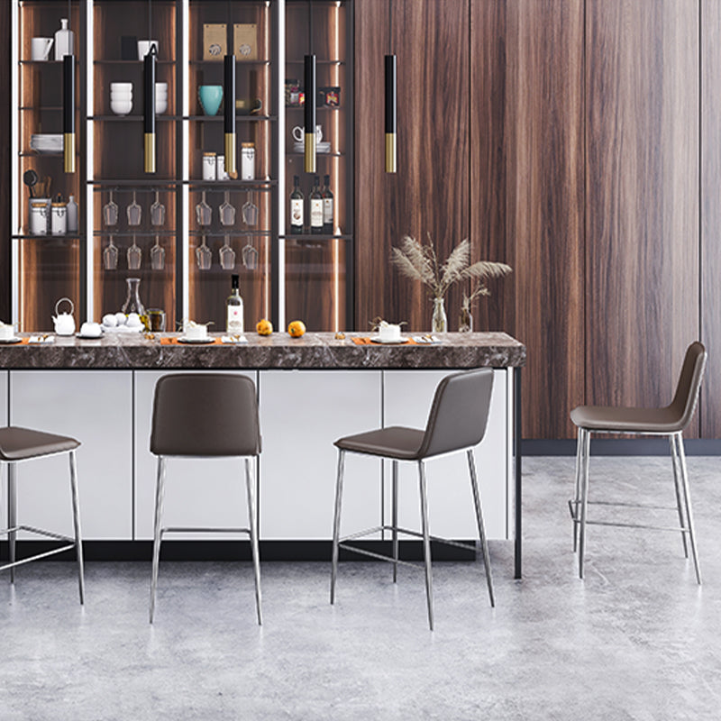 Industrial Bar Stool Leather Backrest Counter Stool for Bristol With Metal Legs