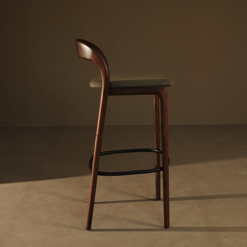 Green Fabric Counter & Bar Stools Industrial Ash Wood Indoor Stools