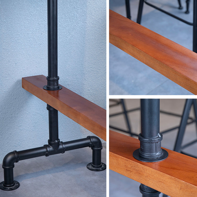 Industrial Trestle Base Bar Height Table Metal and Wood Bar Table for Dining Room