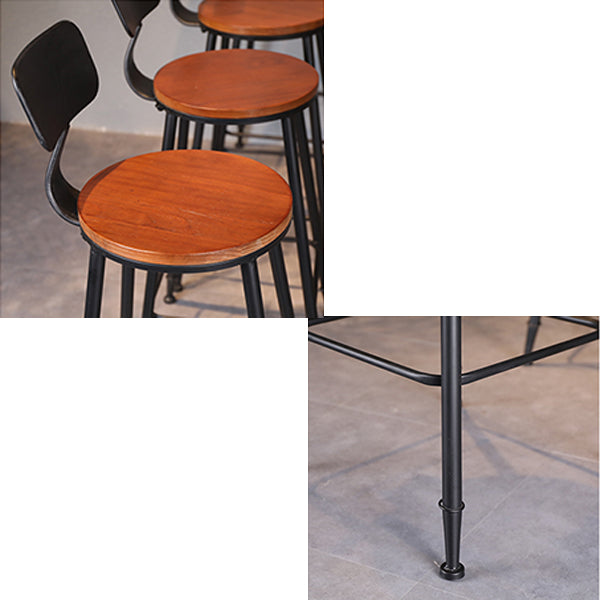 Industrial Trestle Base Bar Height Table Metal and Wood Bar Table for Dining Room