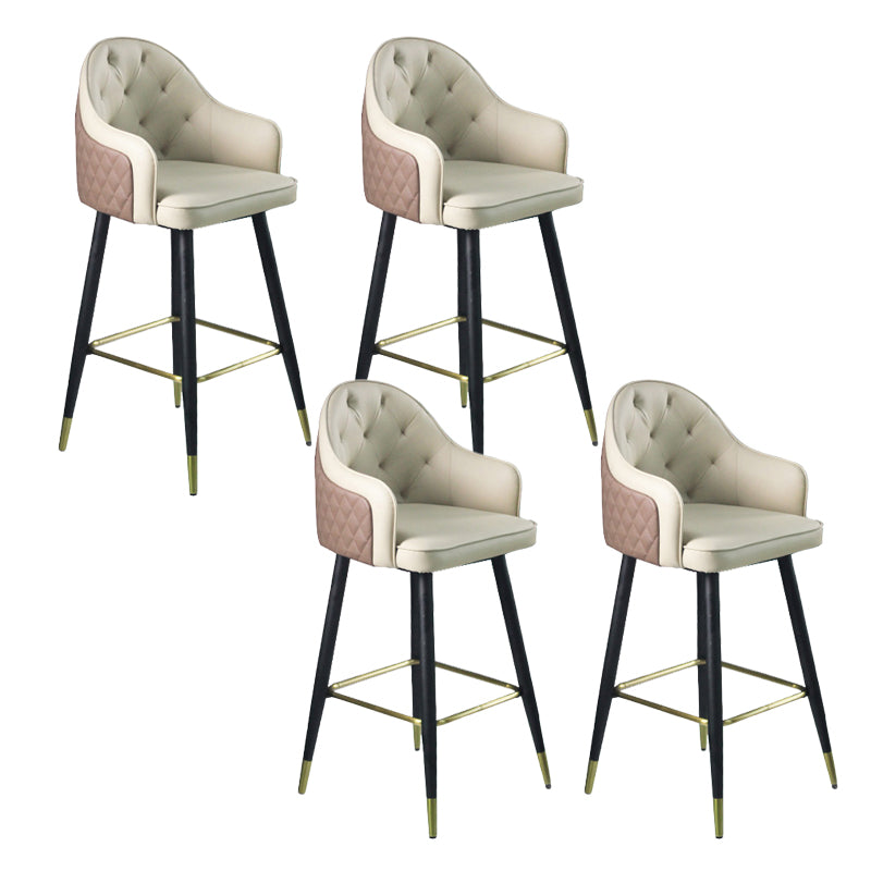 Glam Leather Bar Stool Backrest Counter Stool for Bristol with Metal Legs