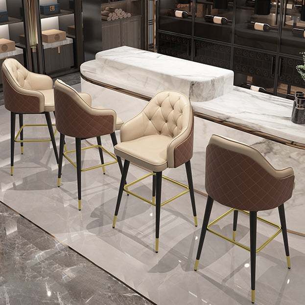 Glam Leather Bar Stool Backrest Counter Stool for Bristol with Metal Legs