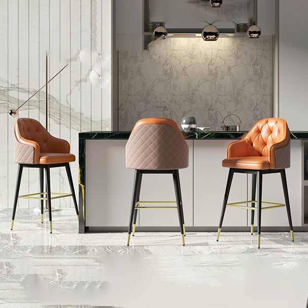 Glam Leather Bar Stool Backrest Counter Stool for Bristol with Metal Legs