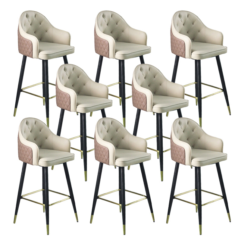 Glam Leather Bar Stool Backrest Counter Stool for Bristol with Metal Legs