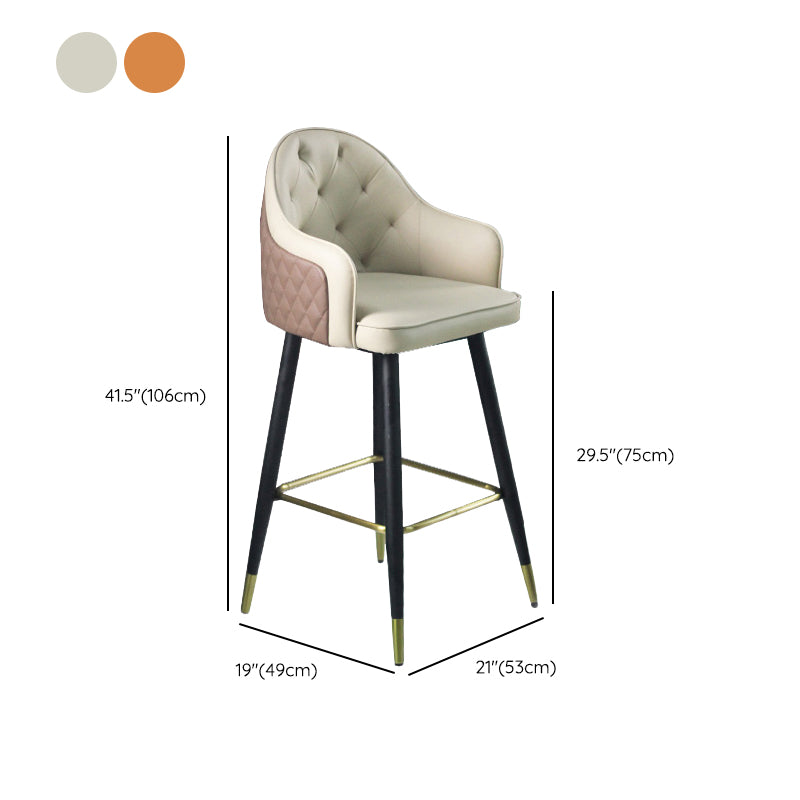 Glam Leather Bar Stool Backrest Counter Stool for Bristol with Metal Legs