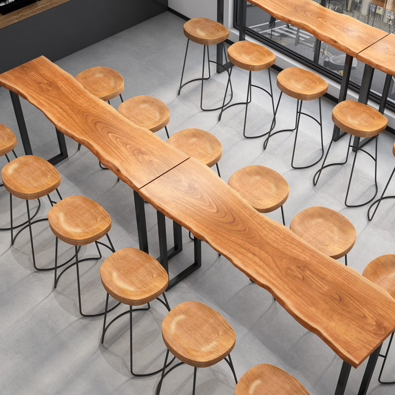 Metal Double Pedestal Bar Dining Table Industrial Rectangle Bar Height Table