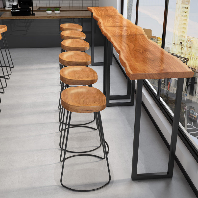 Metal Double Pedestal Bar Dining Table Industrial Rectangle Bar Height Table