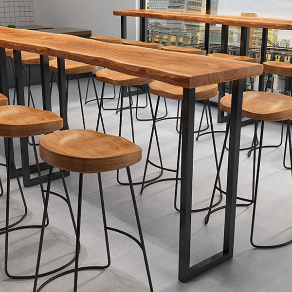 Metal Double Pedestal Bar Dining Table Industrial Rectangle Bar Height Table