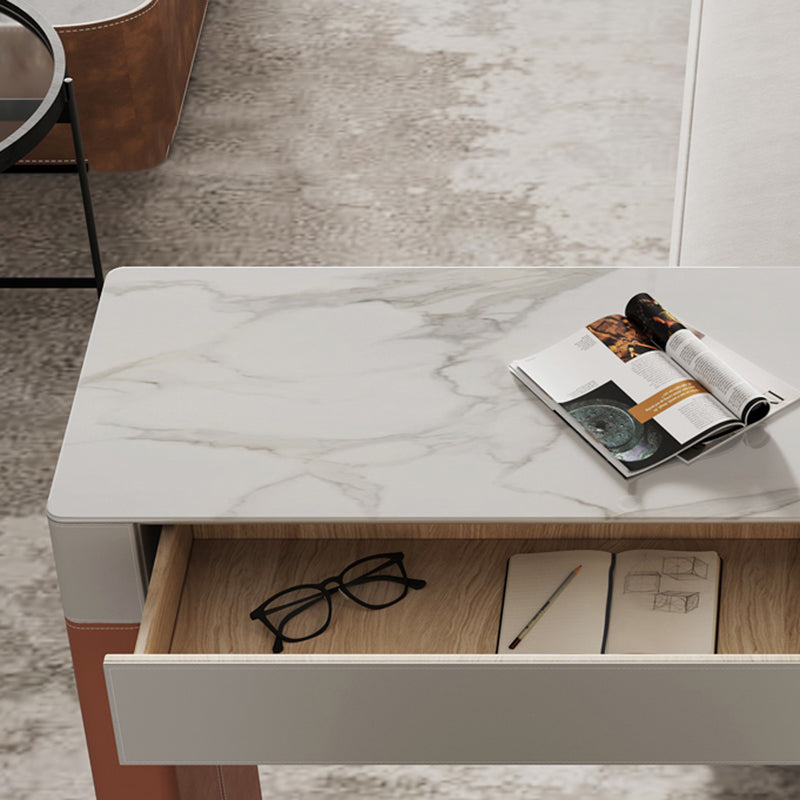 Modern Stone Top Bar Dining Table Rectangle Pub Table with Double Pedestal