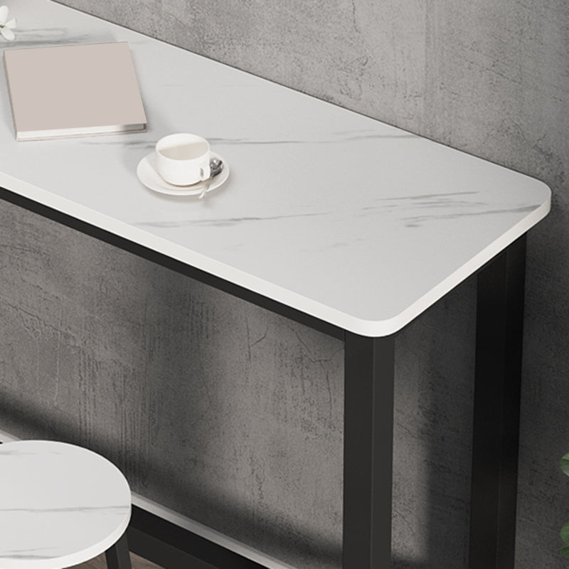 Modern Wooden Bistro Bar Table Rectangle Metal Base Bar Table