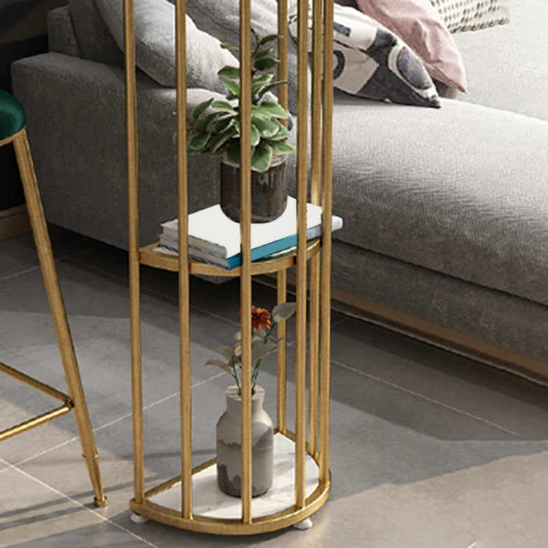 Gold Metal Pub Table Stone Top Industrial Bar Table with Storages