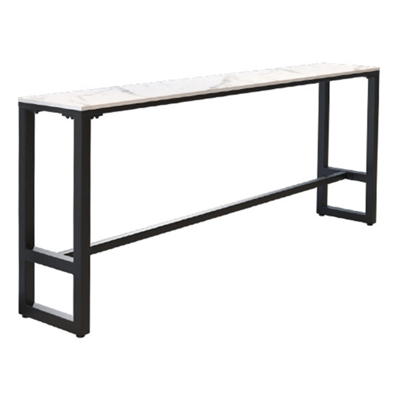 Rectangle Faux Marble Bar Height Table Contemporary Trestle Base Bar Table