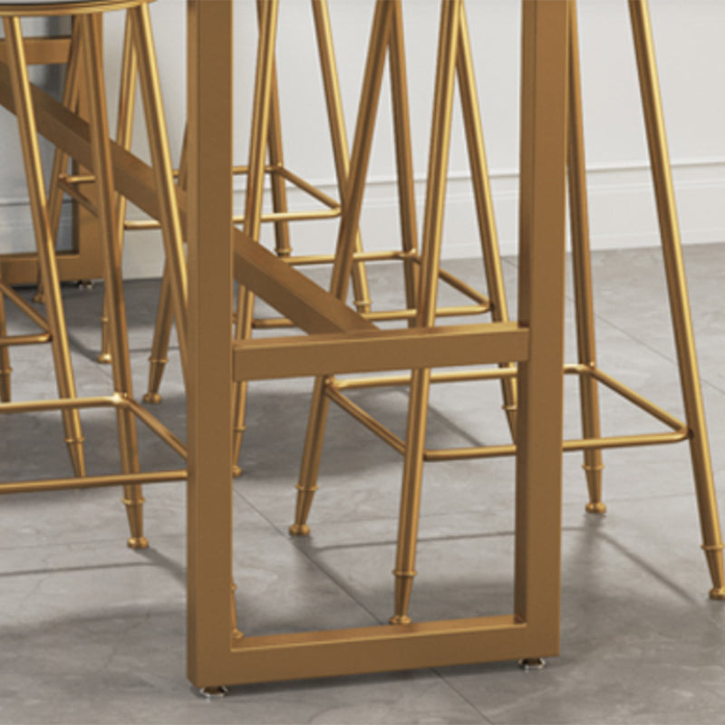 Rectangle Faux Marble Bar Height Table Contemporary Trestle Base Bar Table