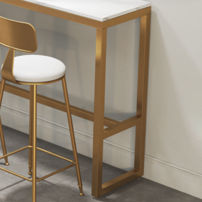 Rectangle Faux Marble Bar Height Table Contemporary Trestle Base Bar Table