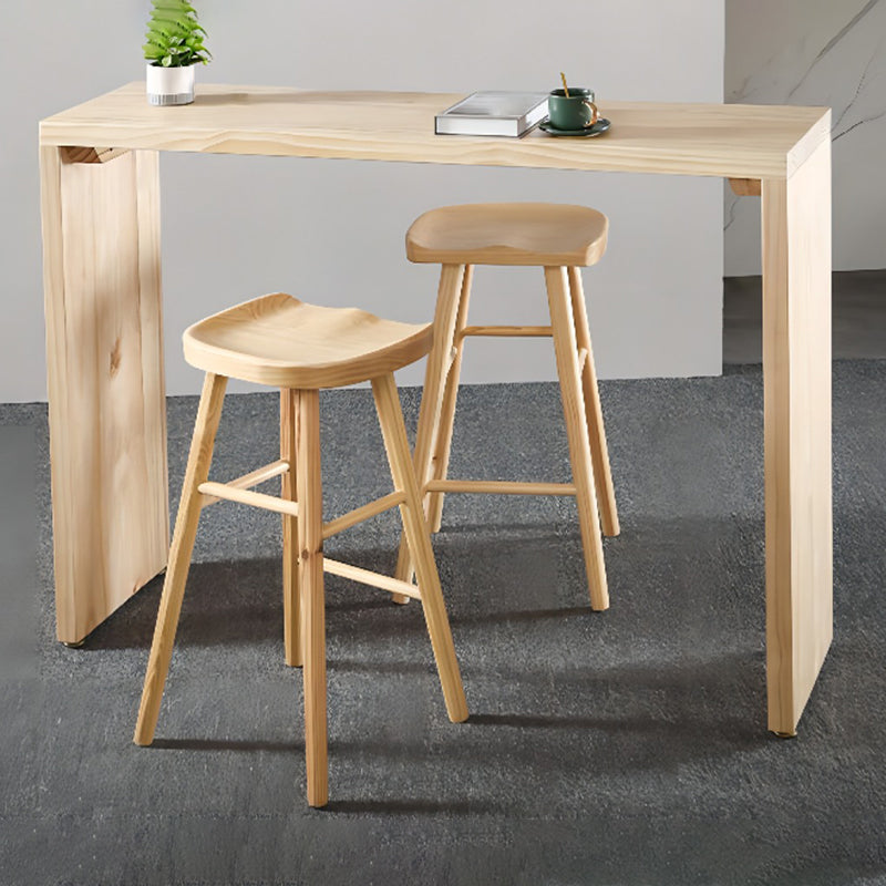 Rectangle Standard Height Bar Table Pine Solid Wood Bar Dining Table with Double Pedestal